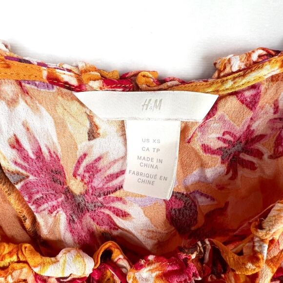 H&M Tropical Floral Ruffle Crop Top XS - Picture 10 of 10